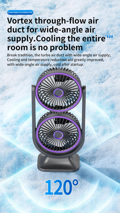 TINSOL 2026 New Dual-Head Desktop Fan, High-Power Air Circulation Fan, Office and Dormitory Double-Layer Fan
