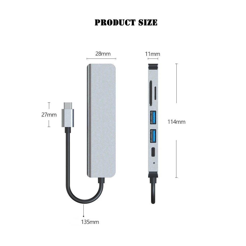 6 in 1 USB HUB C type-c HUB USB C to USB 3.0 HDTV-Compatible Dock for MacBook Pro For Nintendo Switch USB-C Type C 3.0 Splitter