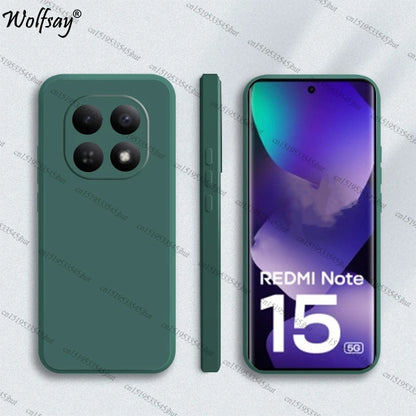 Case For Redmi Note 15 Case Shockproof Original Liquid Silicone Back Case Redmi Note 15 Cover For Redmi Note 15 Pro Plus Funda