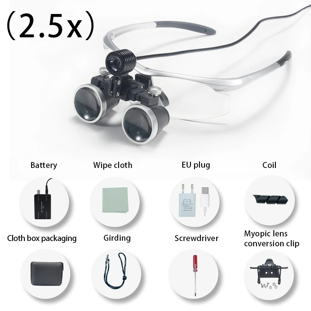 Dentistry Binocular Magnifier 2.5X 3.5X Ultra-lightweight Optical Loupes 320-420mm Magnifying Glass for Dental Surgery