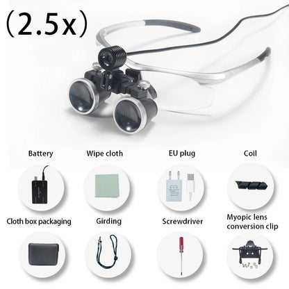 Dentistry Binocular Magnifier 2.5X 3.5X Ultra-lightweight Optical Loupes 320-420mm Magnifying Glass for Dental Surgery