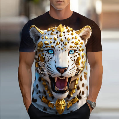 Lion Animal Pattern 3D Print T-Shirts Men Streetwear Hip Hop Short Sleeve T Shirt Oversized Tees Harajuku Y2k Tops Kids Clothing