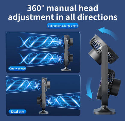 TINSOL 2026 New Dual-Head Desktop Fan, High-Power Air Circulation Fan, Office and Dormitory Double-Layer Fan
