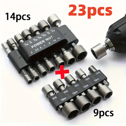 9/14/23pcs/set 5mm-13mm Hex SocketS Sleeve Nozzles Nut Driver Set Power Nuts Driver Socket Screwdriver Set Bits Sets Tools