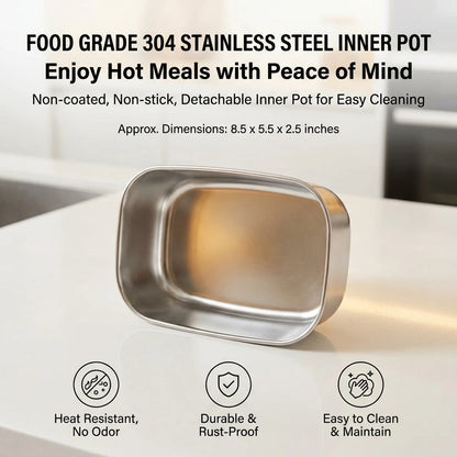 1.5L 60W Electric Portable Lunch Box Food Warmer – Leak-Proof Food Heater for Car or Home, Lunch Heating Microwave for Truckers