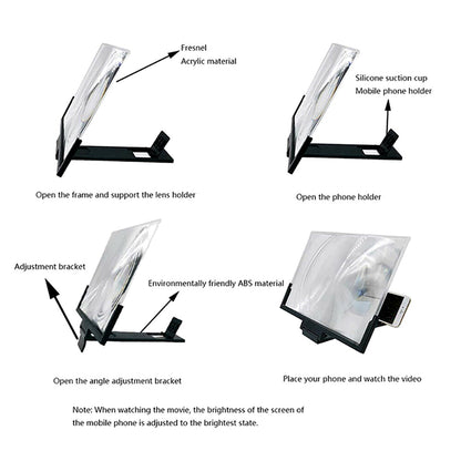 14 Inch Mobile Phone Screen Amplifier 3D Magnifying Glass Stand Magnifier HD Video Amplifier Phone Stand Enlarged Screen Bracket