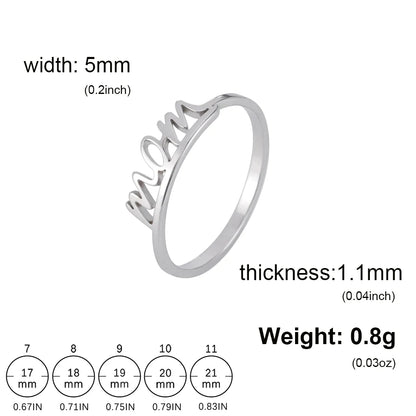 HIPEE New Fashion Gold Plated Glossy MAMA Rings Stainless Steel Letters Ring for Women Men Mom Jewelry Mother's Day Gift