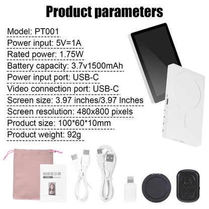 Wireless Vlog Mobile magnetic selfie screen using phone rear camera for Selfie Vlog or Live Stream Compatible.