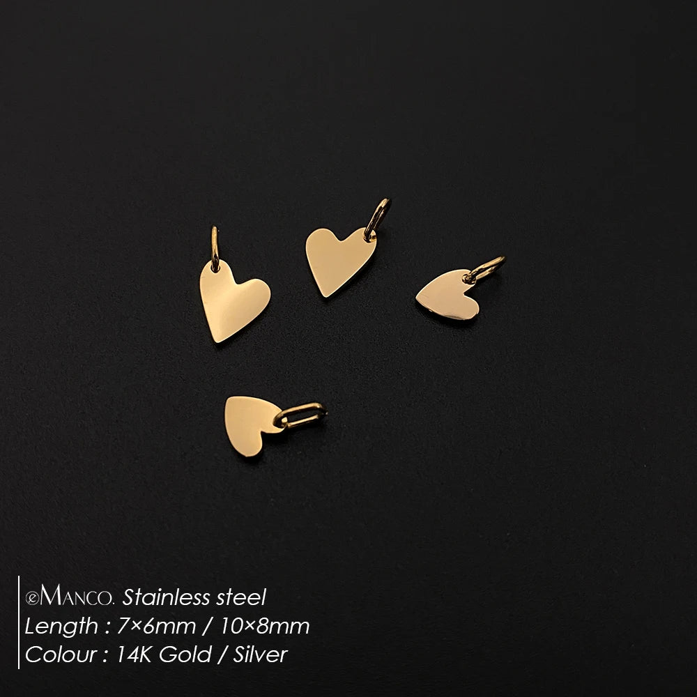 eManco Mother's Day Blank Heart Charm Stainless Steel Waterproof Polished Pendant Making DIY Necklace Bracelet 48 Hour Shipping