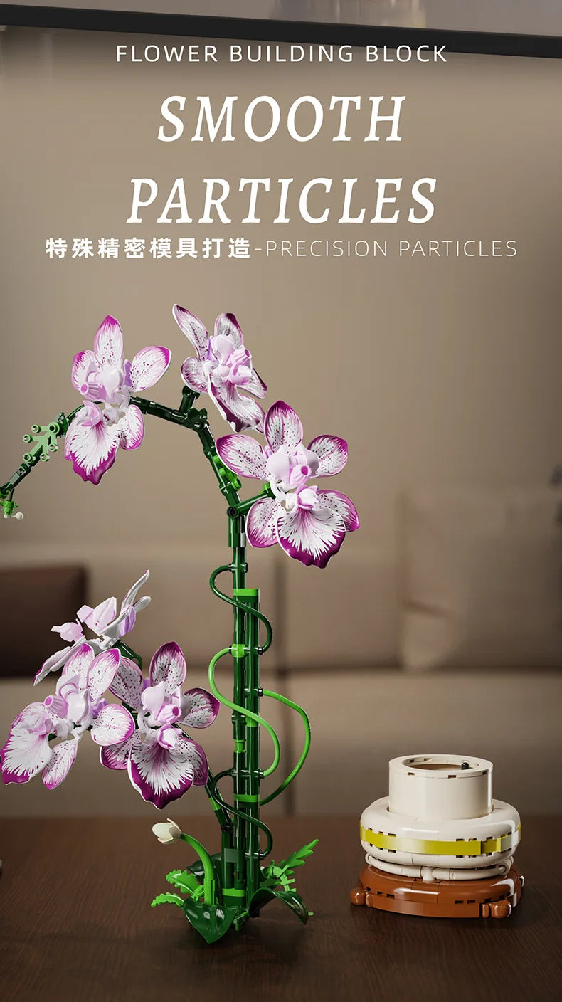 Mother's Day Gift Flowers Building Block Toy Oncidium Bouquet MOC Small Particles Orchid Bricks Flower Toy for Woman Girls Kids