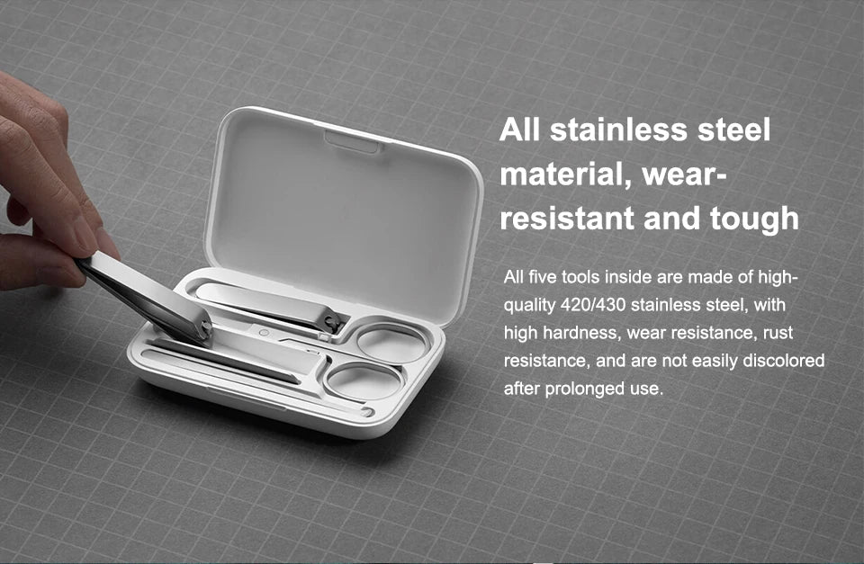 New Original MIJIA Manicure Nail Clippers Pedicure Set Portable Travel Hygiene Kit Stainless Steel Nail Cutter Tool Set -CN