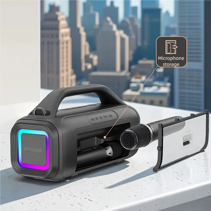 Karaoke Machine for Adults, Portable Bluetooth Speaker with 2 Wireless Microphones, Portable PA System with Disco Lights