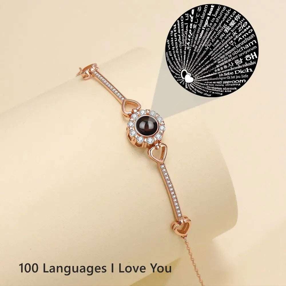 Custom Photos Bracelets 925 Sterling Silver Personalized Projection Photo Bracelet for Women Wife Mom Jewelry Mother's Day Gift