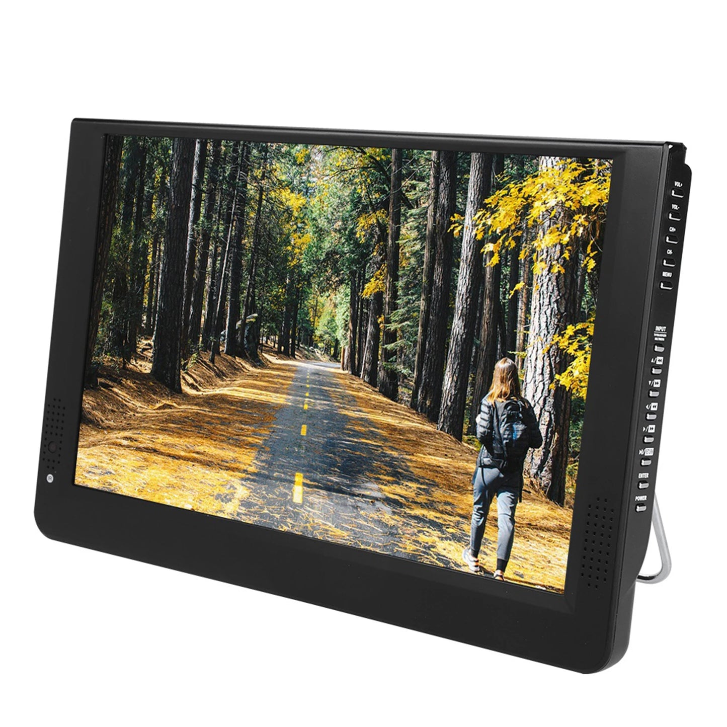 NEW 12in Color Screen 1080P Car Digital TV ATV/UHF/VHF Stereo Surrounding Car Television Mini Television Portable