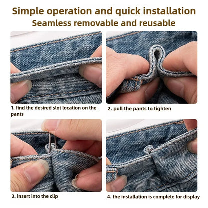 10pcs Invisible Metal Waist Clips Adjustable Button Clips for Jeans and Clothes Tightener with Hidden Design