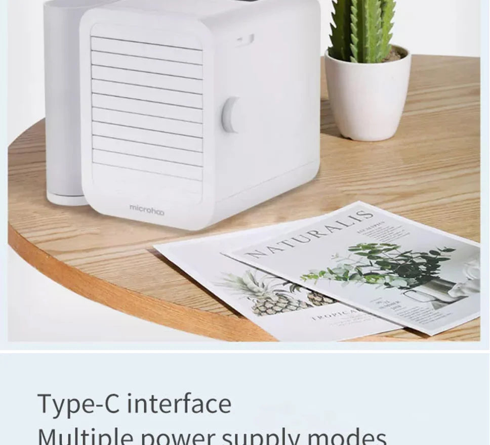 Portable Microhoo Mini Air Conditioner 1000ML Fan Cooler Aromatherapy Essential Oil Diffuser Fast Cooling Humidifier Household