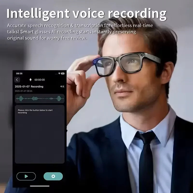 2026 New Upgrade smart glasees With Camera Video Recording AI Photo Recognition Bluetooth Call Translation Voice Sunglasses Man