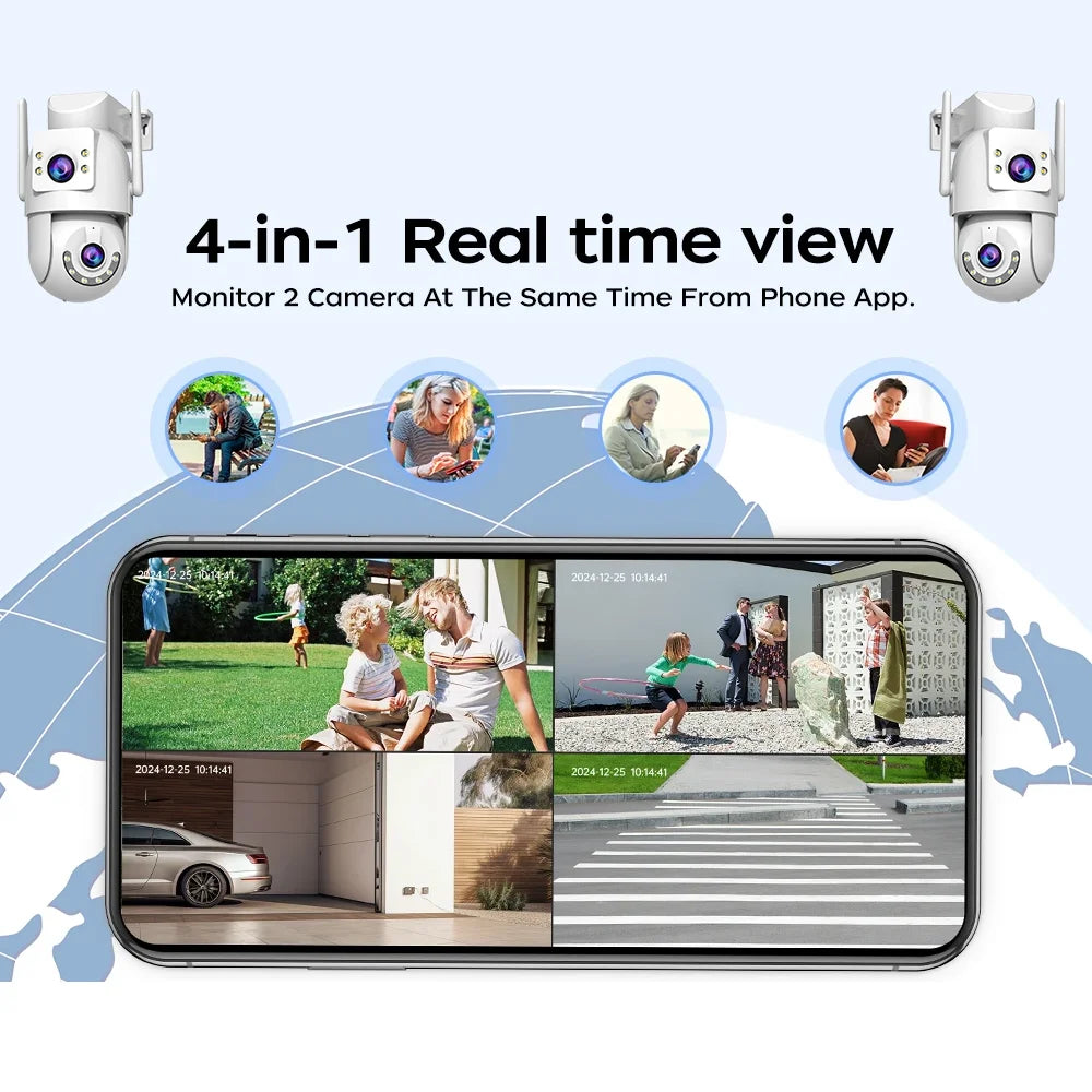 Jooan 4K 8MP HD Wifi PTZ Camera Outdoor 5G Wifi Dual Lens Security IP Cameras 5X Zoom AI Tracking ONVIF CCTV Surveillance Camera