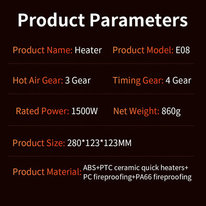 1000W Portable Heater Mini Electric Heater Room Space Heater Warm Heating Hot Fans Desktop Tilting Power-off Office Mute Heater