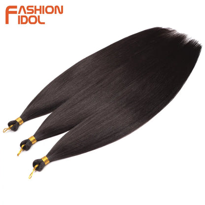 28" 3PCS Ariel Straight Pony Hair Bundles Crochet Braids Hair Synthetic Braiding Hair Ombre Silver Grey Crochet Hair Extensions
