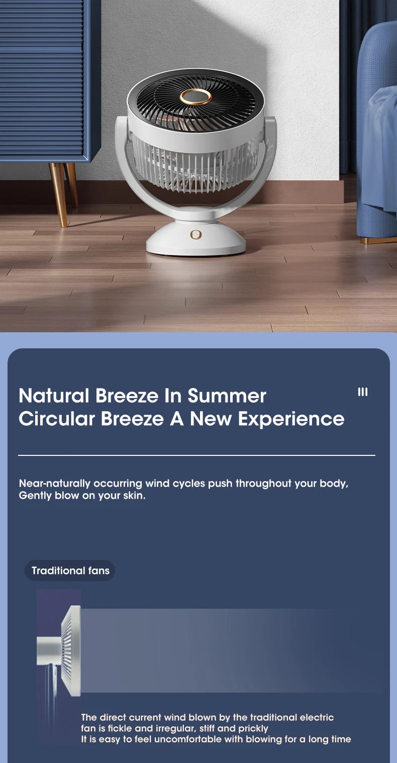 Desktop Air Circulation Fan Silent Rechargeable Fan Wall Mounted Fan 4000mAh Electric Table Fan