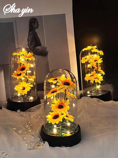 Graduation season gift small sunflower plastic set Mother's Day send wife send mother Valentine's Day eternal flower gift Birthd