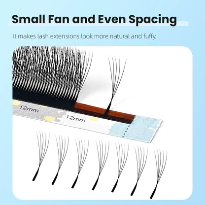 Yelix Narrow 5D Lashes Smaller Spacing 5D W Shape Eyelash Extension Premade Natural Soft Small Fan Mesh Volumen Lashes