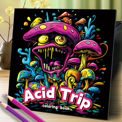 Mushroom World Coloring Books Gift For Birthday Party 20 Page Relieve Stress Kill Time Graffiti Painting Drawing Art Book