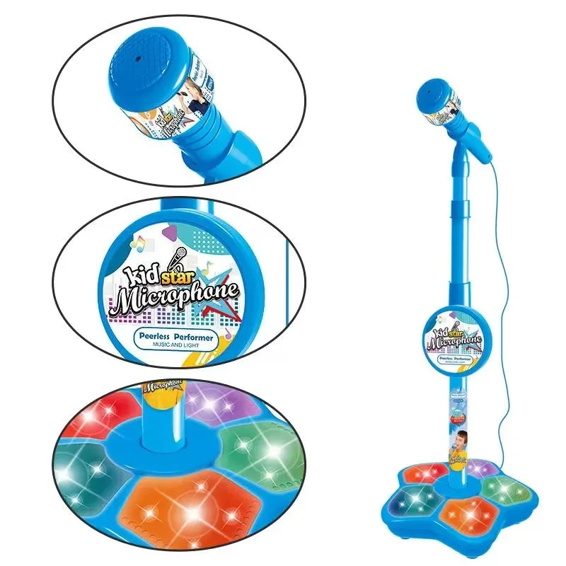 Kids Microphone with Stand Karaoke Song Music Instrument Toys Brain-Training Educational Toy Birthday Gift for Girl Boy