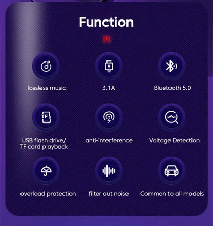 XIKCU LED MP3 Bluetooth FM Audio Receiver Hands-Free Bluetooth 5.0 Transmitter 2.1A 3.1A QC3.0 Type C Dual USB Car kit Charger