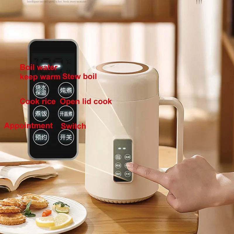 500W Electric Kettle 12h Appointment Porridge Special Pot Portable 304 Stainless Steel Health Cup Multifunctional Rice Cooker 1L