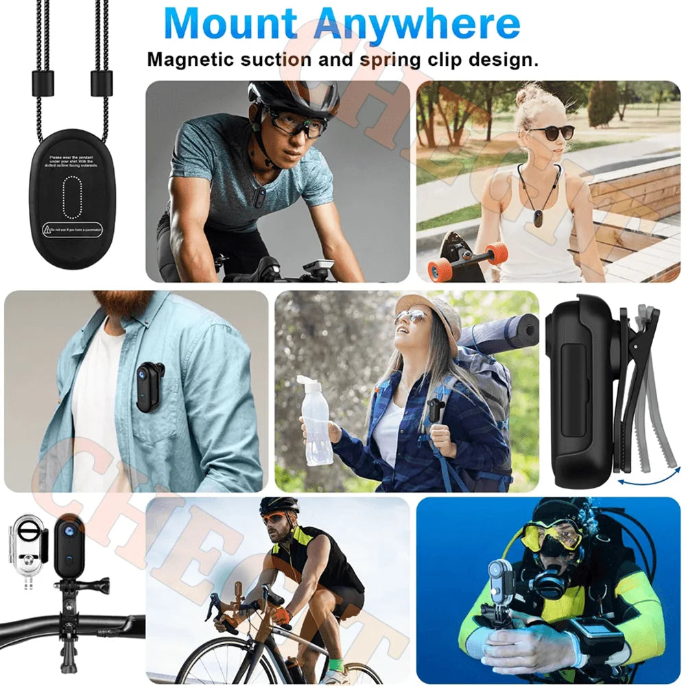 4K WiFi HD POV Magnetic Mini Action Camera Wireless Pocket Video Vlog Cam Helmet Motorcycle Bicycle Sports Holder Mount Recorder