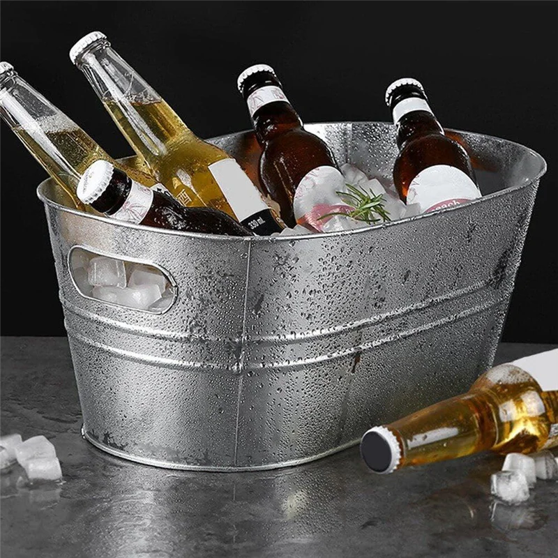 SOFT-Ice Buckets, Galvanized Tub - Drink Buckets For Parties, Beverage Tub For Barbecue Enthusiasts, Bucket For Drinks