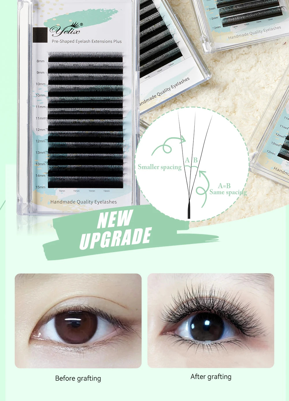 Yelix Narrow 3D W Shape Lashes Premade Fans Volume Eyelash Extensions Natural Soft Individual Lashes Hand Premium Lashes