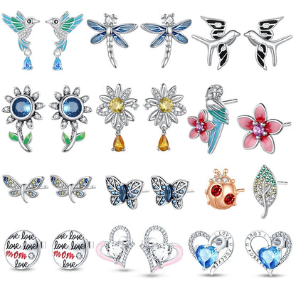 Hot Sale 925 Sterling Silver Spring Zircon Sunflower Stud Earrings For Women 2023 Trending Fashion Jewelry mother's day gift