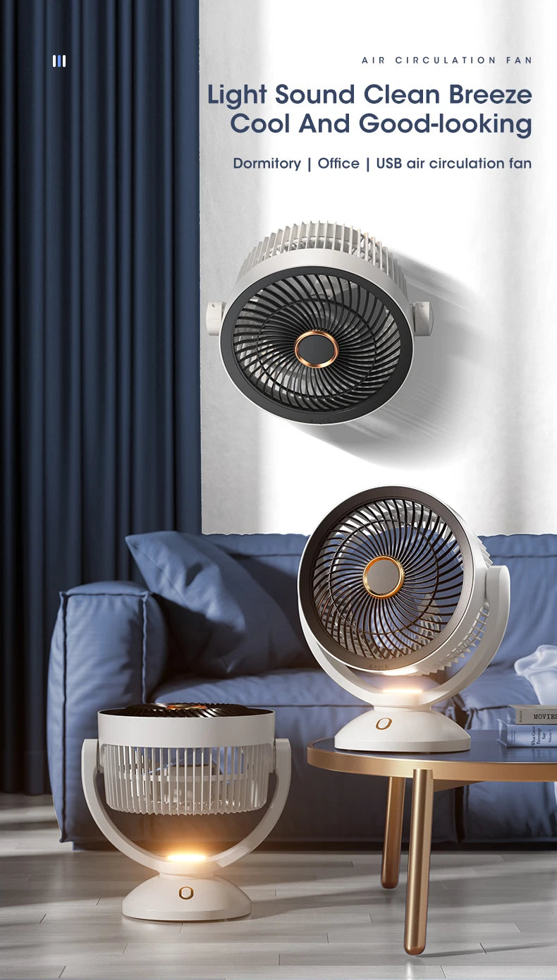 Desktop Air Circulation Fan Silent Rechargeable Fan Wall Mounted Fan 4000mAh Electric Table Fan