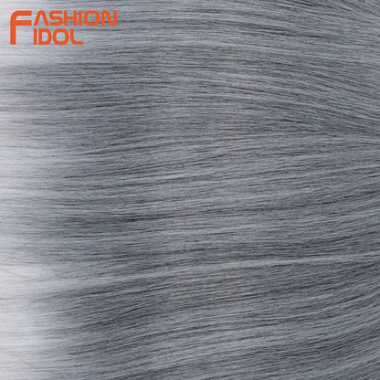 28" 3PCS Ariel Straight Pony Hair Bundles Crochet Braids Hair Synthetic Braiding Hair Ombre Silver Grey Crochet Hair Extensions