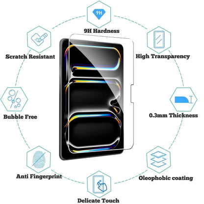 2Pcs Tempered Glass Screen Protector For ipad Pro Air 13 11 2024 M4 M2 Air 5 4 Pro 12.9 11 M3 M5 2025 2026 Film