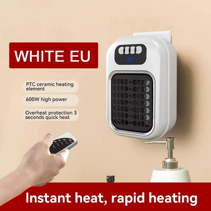 Portable Heater Electric Heater Plug in Wall Room Heater Radiator Remote Warmer Machine Muted for Bedroom Bathroom Office