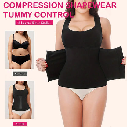 1PC Highly Elastic Women'S 3in1 Camisole Seamless Waist Trainer Removable Bra Pad Hook Adjustable Tummy Control Shaping Tank Top