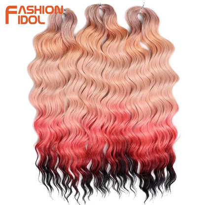 Anna 24 Inch Synthetic Hair Water Wave Braiding Hair Extensions Ombre Blonde Deep Wave Afro Curl Twist Crochet Hair for Women