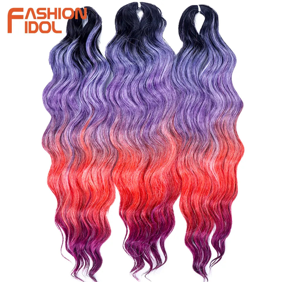 Anna 24 Inch Synthetic Hair Water Wave Braiding Hair Extensions Ombre Blonde Deep Wave Afro Curl Twist Crochet Hair for Women
