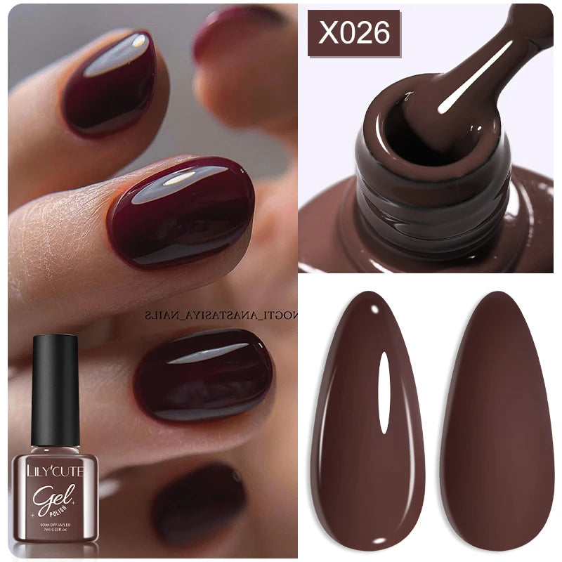 LILYCUTE Ancora Red Autumn Winter Gel Nail Polish Semi Permanent Soak Off UV LED Gel Varnish Manicure Nail Supplies