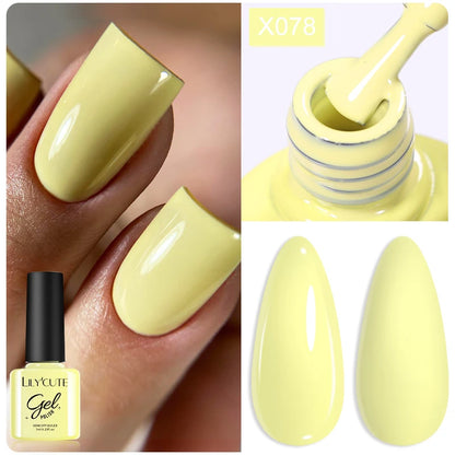 LILYCUTE Nude Crystal Rubber Base Gel Nail Polish Natural Color Semi Permanent UV Gel Soak Off Self Leveling Nail Gel Varnishes