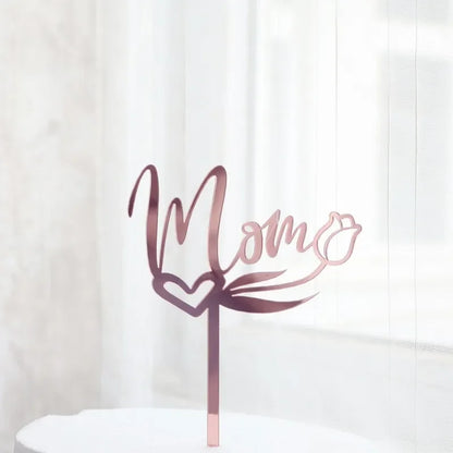 New Happy Mother's Day Birthday Cake Topper Gold High-grade Acrylic MOM Party Cake Toppers Mother's Day Gifts Dessert Decoration