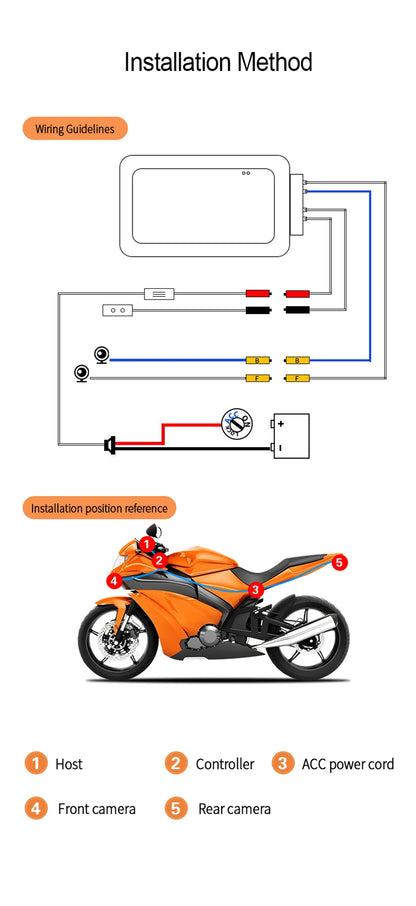Dual 1080P Motorcycle DVR Full Body Waterproof Moto Camera WiFi GPS Dash Cam Front Rear Driving Video Recorder Black Box