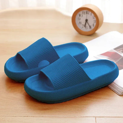 EVA Thick Sole 4cm Bathroom Slippers Cloud-Like Comfort Home Use Couple Height Increasing Indoor Solid Color Summer Sandals
