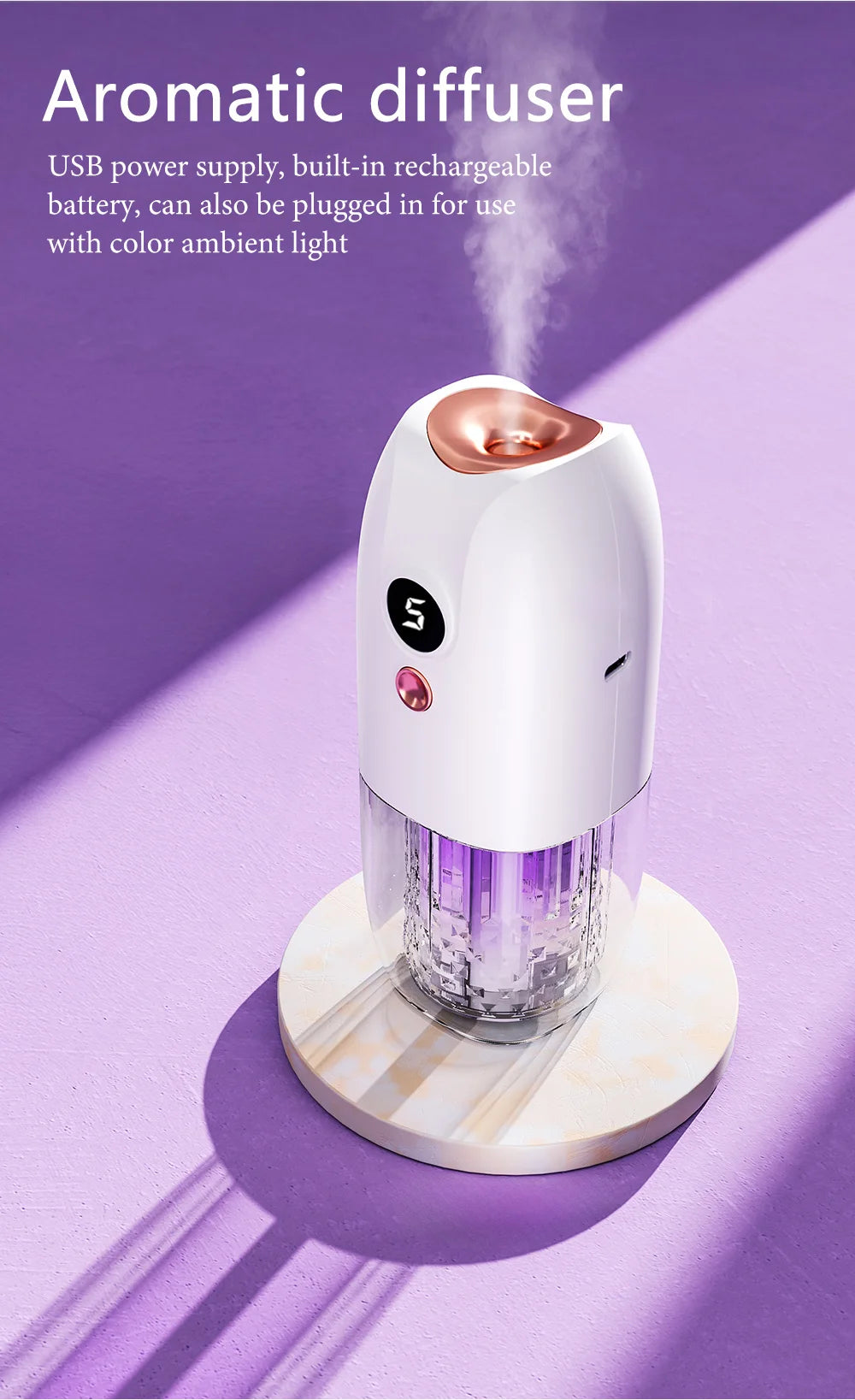 Multifunctional rechargeable portable essential oil diffuser Multiple aroma aromatherapy essential oils can be used in home cars