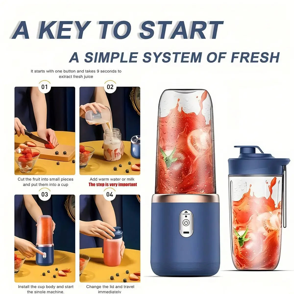 Juicer Blender for Kitchen & Gym, Powerful Fruit & Vegetable Blender with Juice Cup, Ideal Gift for Mom, Household Appliances