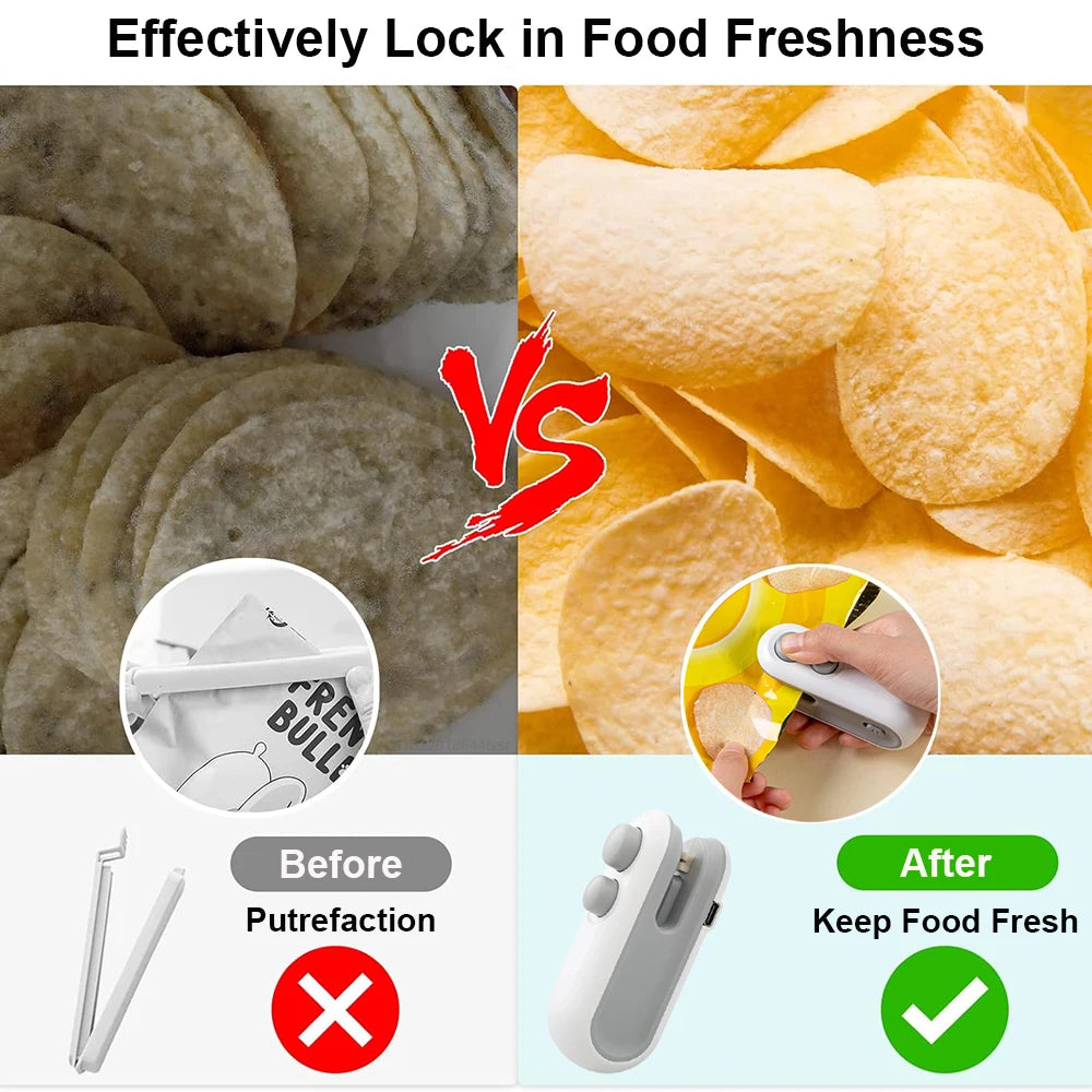 Mini Heat Bag Sealing Machine Plastic Bag Sealer Rechargeable Food Packing Bag Thermal Sealer Portable Plastic Bag Heat Sealer